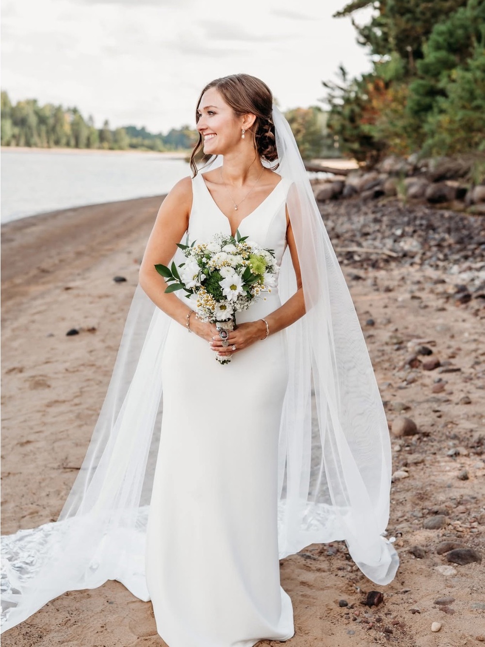 White Sleeveless Lace-Panel Wedding Dress - Picture 13 of 13